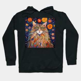 Magical Maine Coon Cat Stargazing Stars In The Night Sky Hoodie